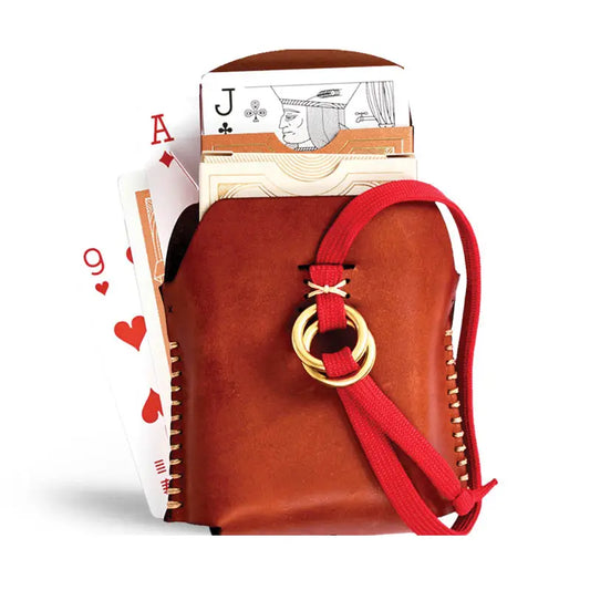 Leather Case with Two Packs Playing Cards | Unique Illustration and Symbols