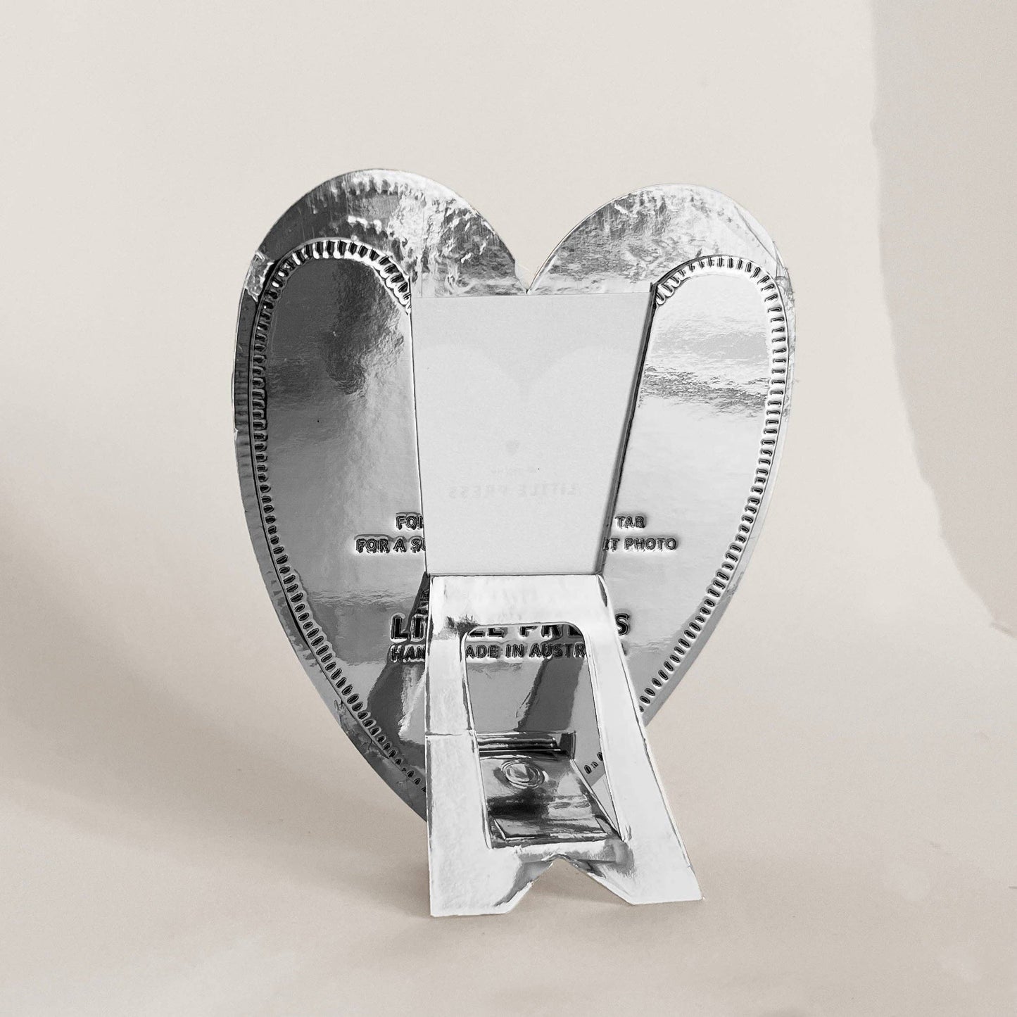 Letterpress Faux Tin Heart Travel/Desk Frame (Silver)