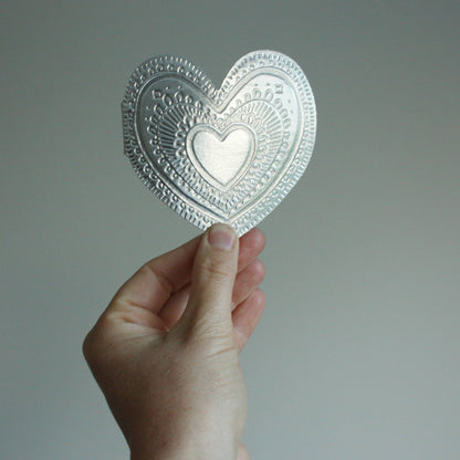 Letterpress Small Heart Faux Tin Greeting Card