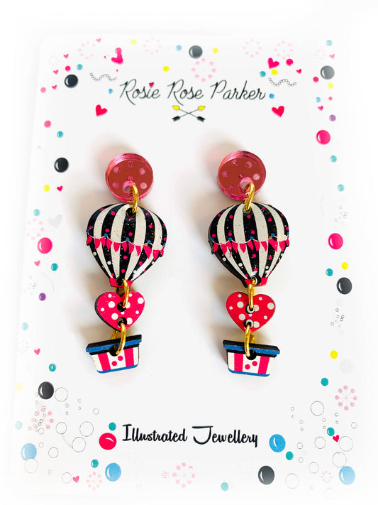 Heart Air Balloon Earrings