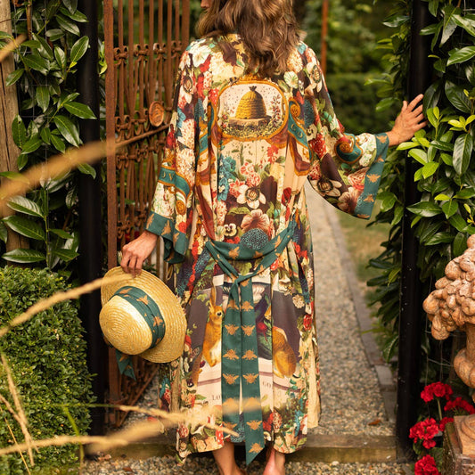 Stay Gold Kimono Rabbits, Hearts & Bees