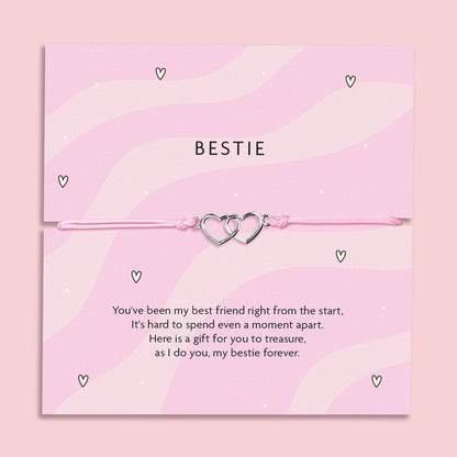 Bestie – Interlocking Heart Pink Friendship Bracelet