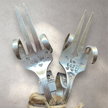 Vintage Hand Stamped Corn Pick Set