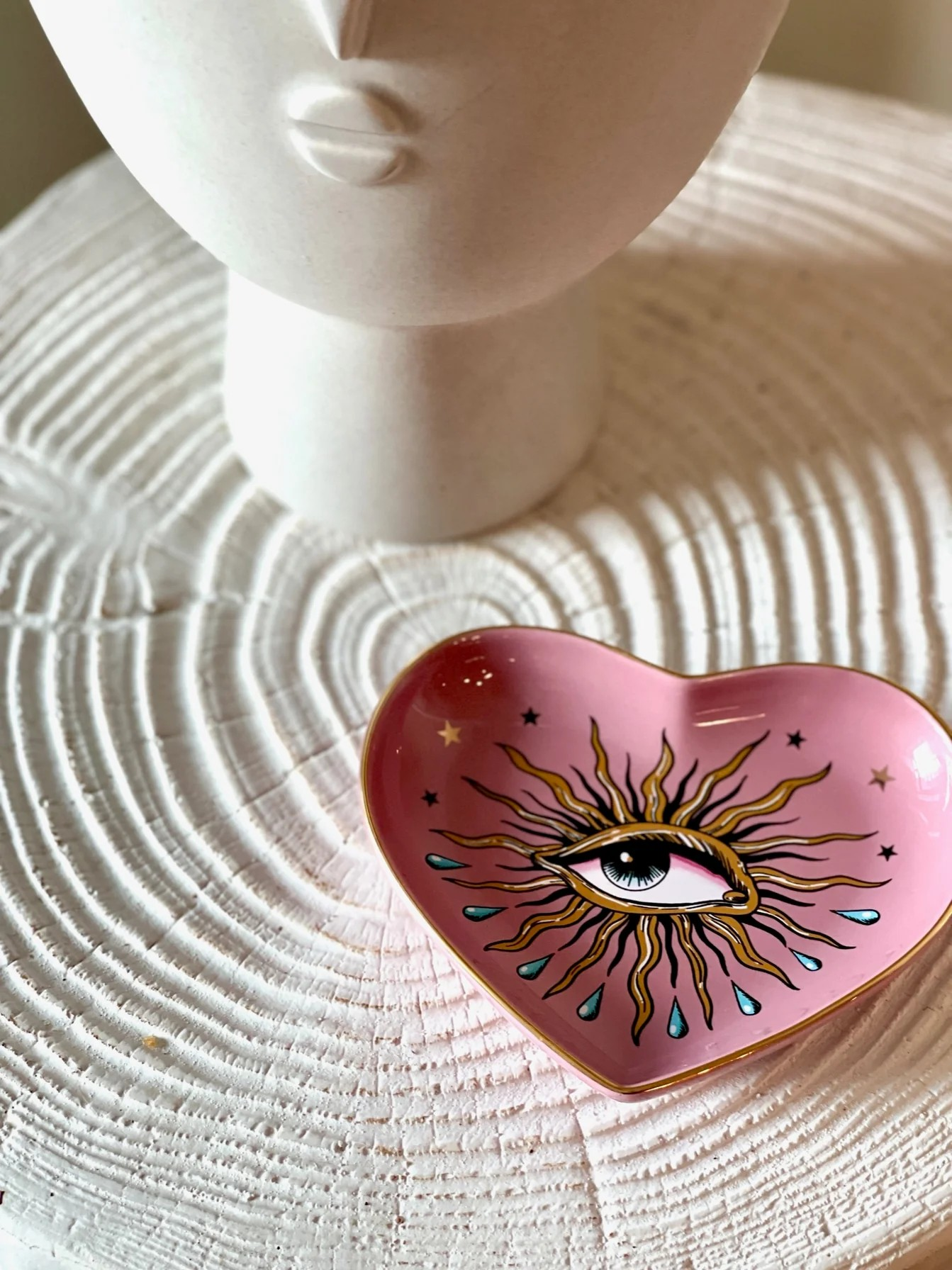 Pop Art Eye Heart Trinket Dish - Dusty Rose Pink