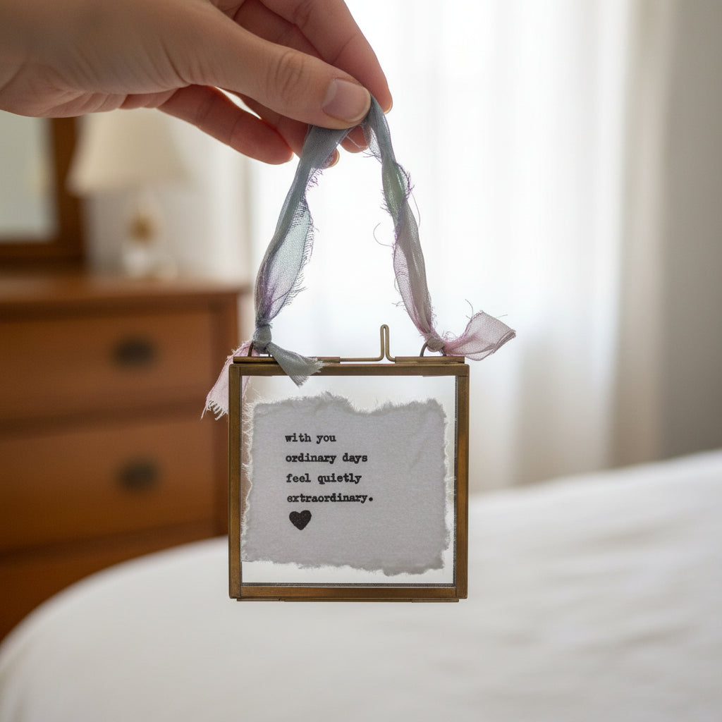 Mini Hand-Typed Quote in Brass Frame (Square)