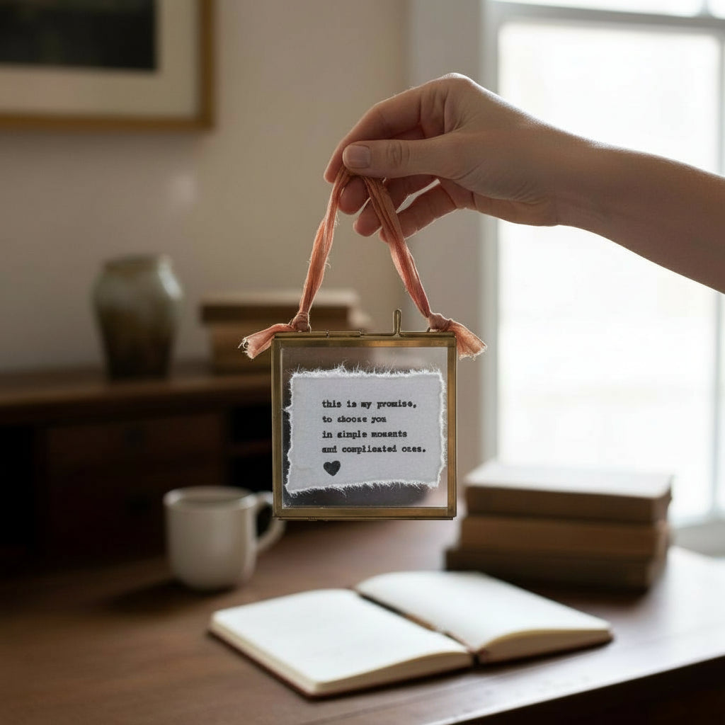 Mini Hand-Typed Quote in Brass Frame (Square)