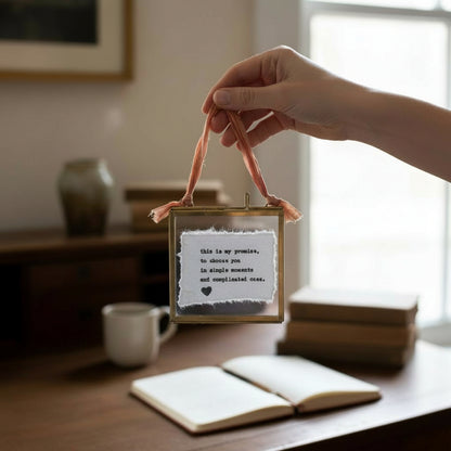 Mini Hand-Typed Quote in Brass Frame (Square)