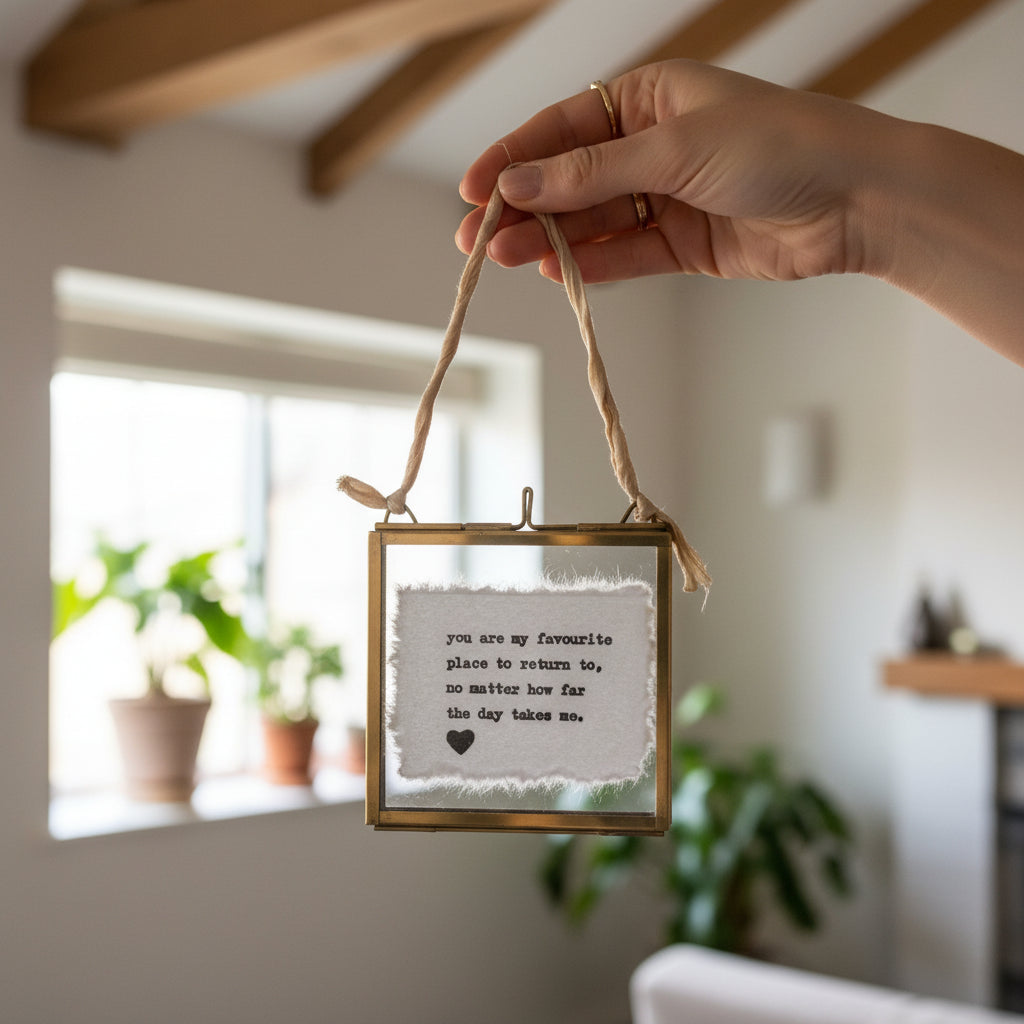 Mini Hand-Typed Quote in Brass Frame (Square)