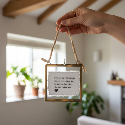 Mini Hand-Typed Quote in Brass Frame (Square)