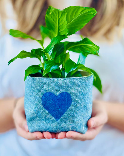 Upcycled Heart Fabric Container