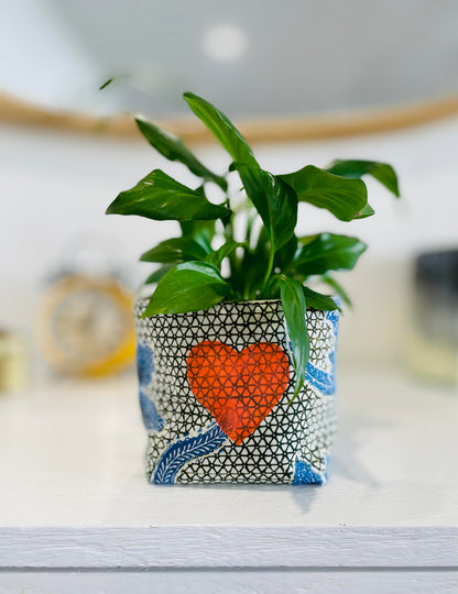 Upcycled Heart Fabric Container